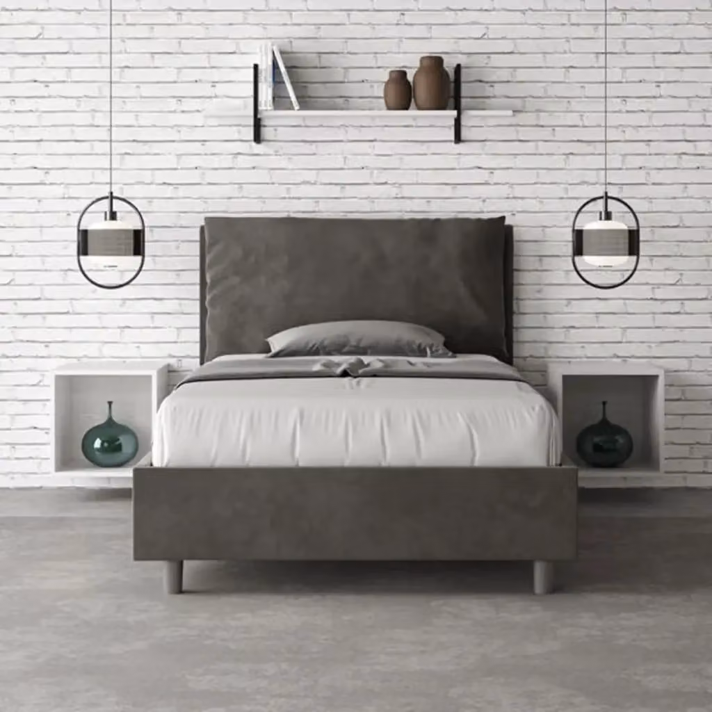Letto una piazza e mezza contenitore imbottito Antea Large Ityhome in microfibra grigio L/P/H: 120 x 200 x 135 cm – 2