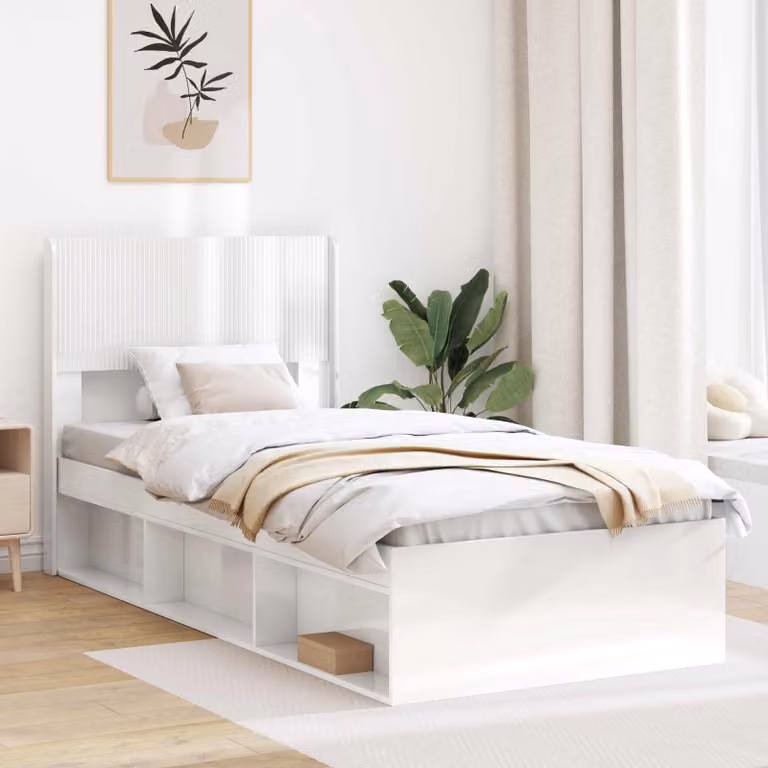Testiera per letto moderna vidaXL in legno ingegnerizzato bianco lucido