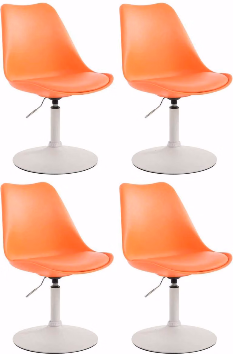 set di 4 sedie da pranzo - sedie da cucina - design confortevole e girevole a 360° | Colore: arancione | Colore base: bianco
