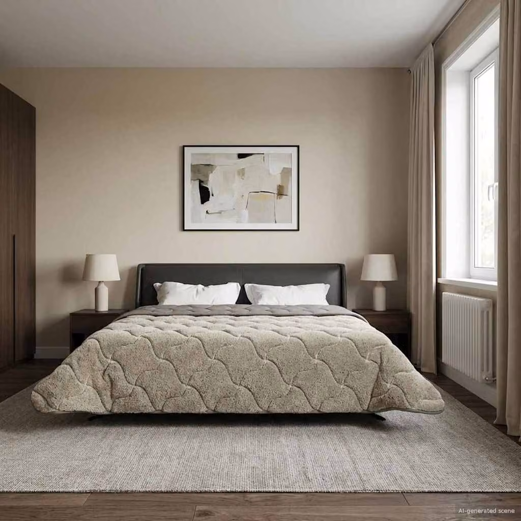 Piumino estivo reversibile in microfibra traspirante vidaXL, disponibile in grigio o beige, L 240 x P 220 cm