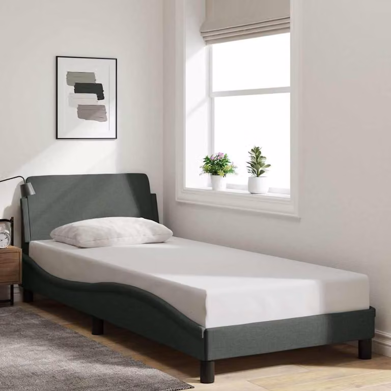 vidaXL Giroletto Dover Grigio Scuro in Tessuto L/P/H: 90 x 200 cm