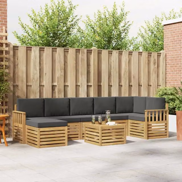 Set di divani da esterno 8 pz Bianco e Antracite Poliestere 3392227