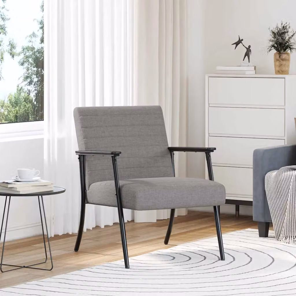 Poltrona moderna vidaXL Talpa in velluto grigio con braccioli
