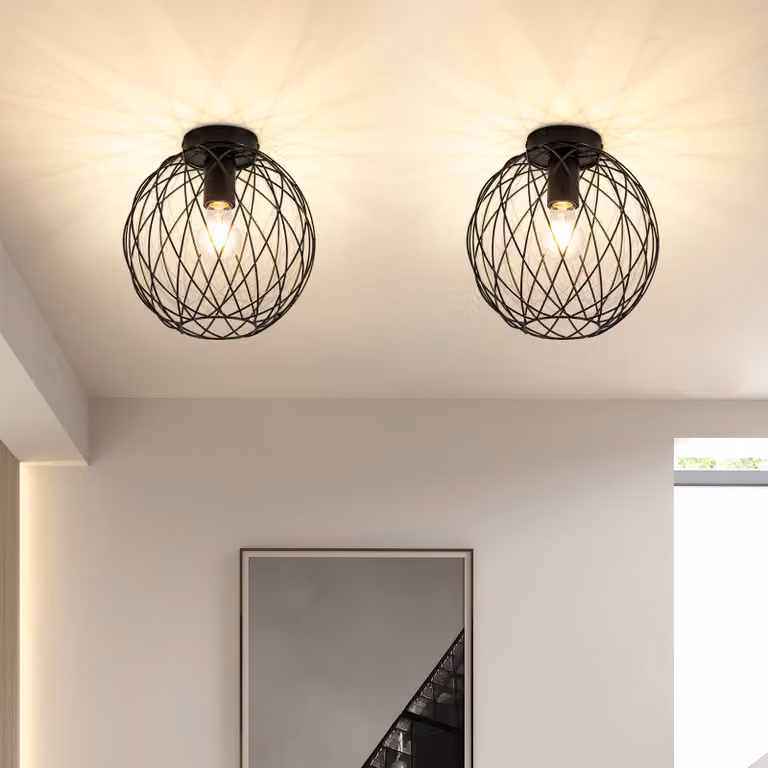 ZMH plafoniera retro cucina lampada soffitto nero soggiorno lampada metallo industriale con attacco E27 Max.40W lampada piccola Estetica per cucina corridoio balcone camera da letto sala da pranzo Ø 20cm