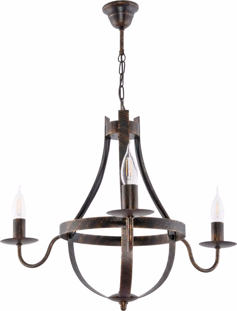 Lampada a sospensione, portacandele, nero, oro antico, ELEN NEGRO 11-362