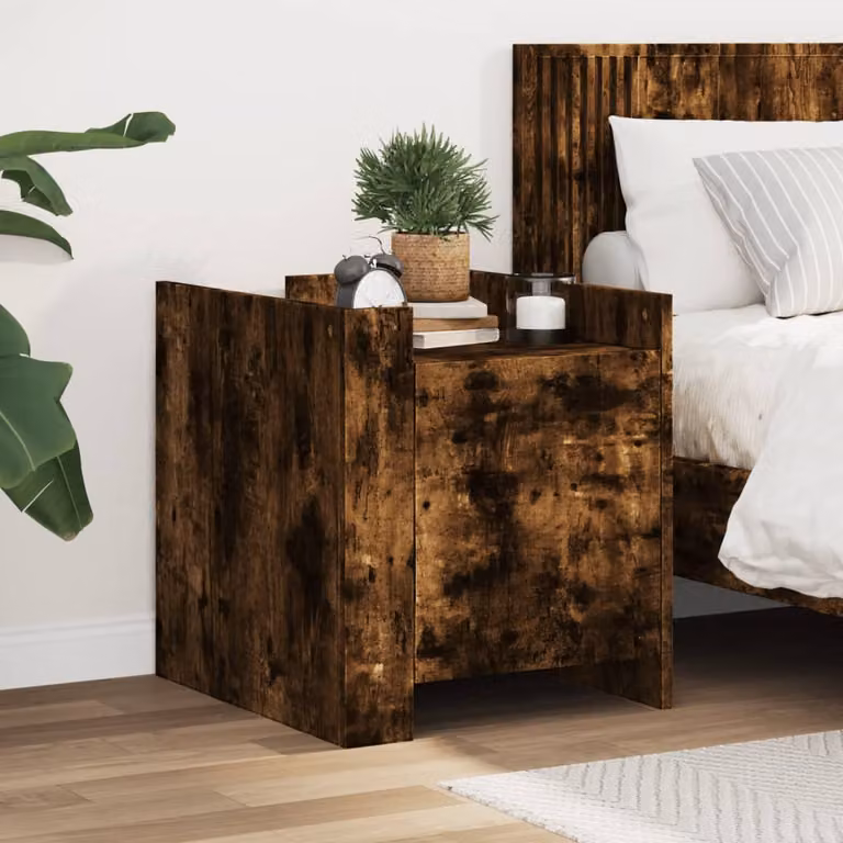 Comodino moderno vidaXL in legno rovere color marrone, sospeso a parete