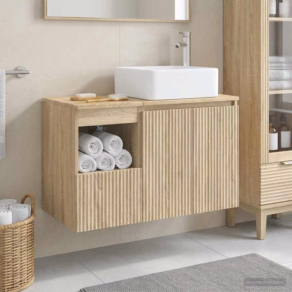 Set di mobili per il bagno moderno vidaXL composto da mobile lavabo e pensile a parete in colore marrone