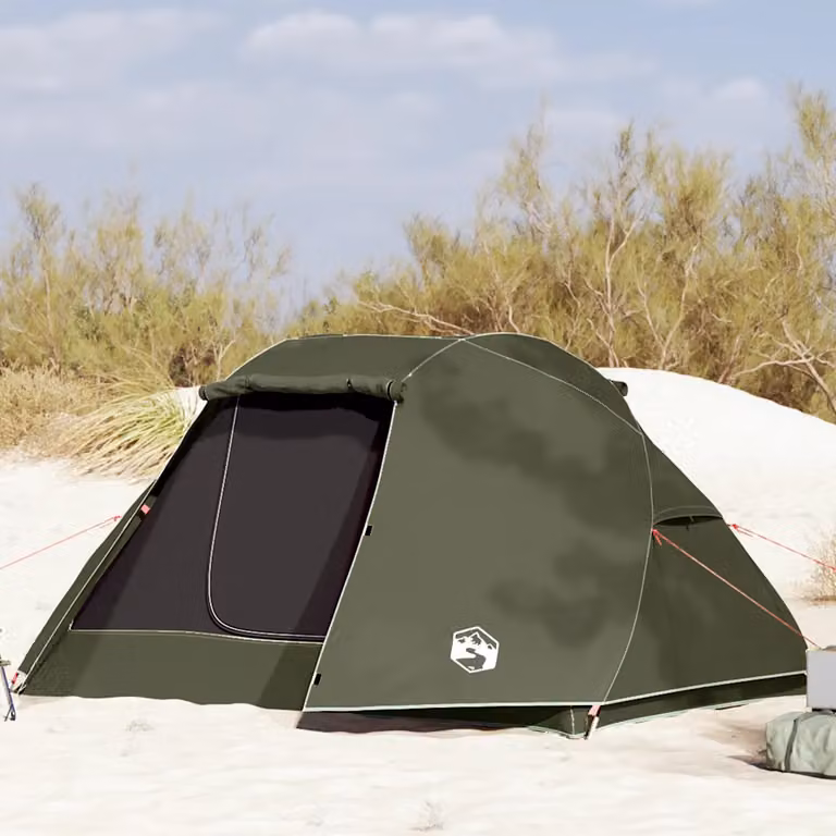 vidaXL Tenda da Pesca per 5 Persone Verde Oliva Impermeabile in Poliestere e Fibra di Vetro
