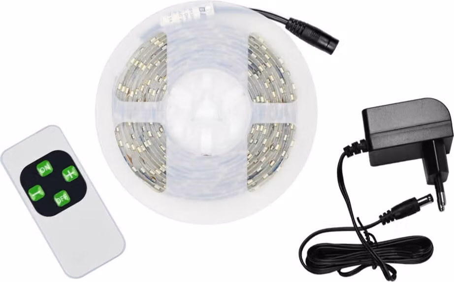 Striscia LED flessibile (3 metri, luce bianca) con adattatore e telecomando