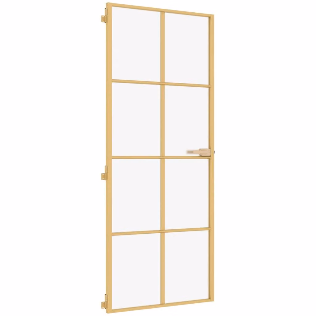 Porta Interni Sottile Oro 83x201,5cm Vetro Temperato Alluminio