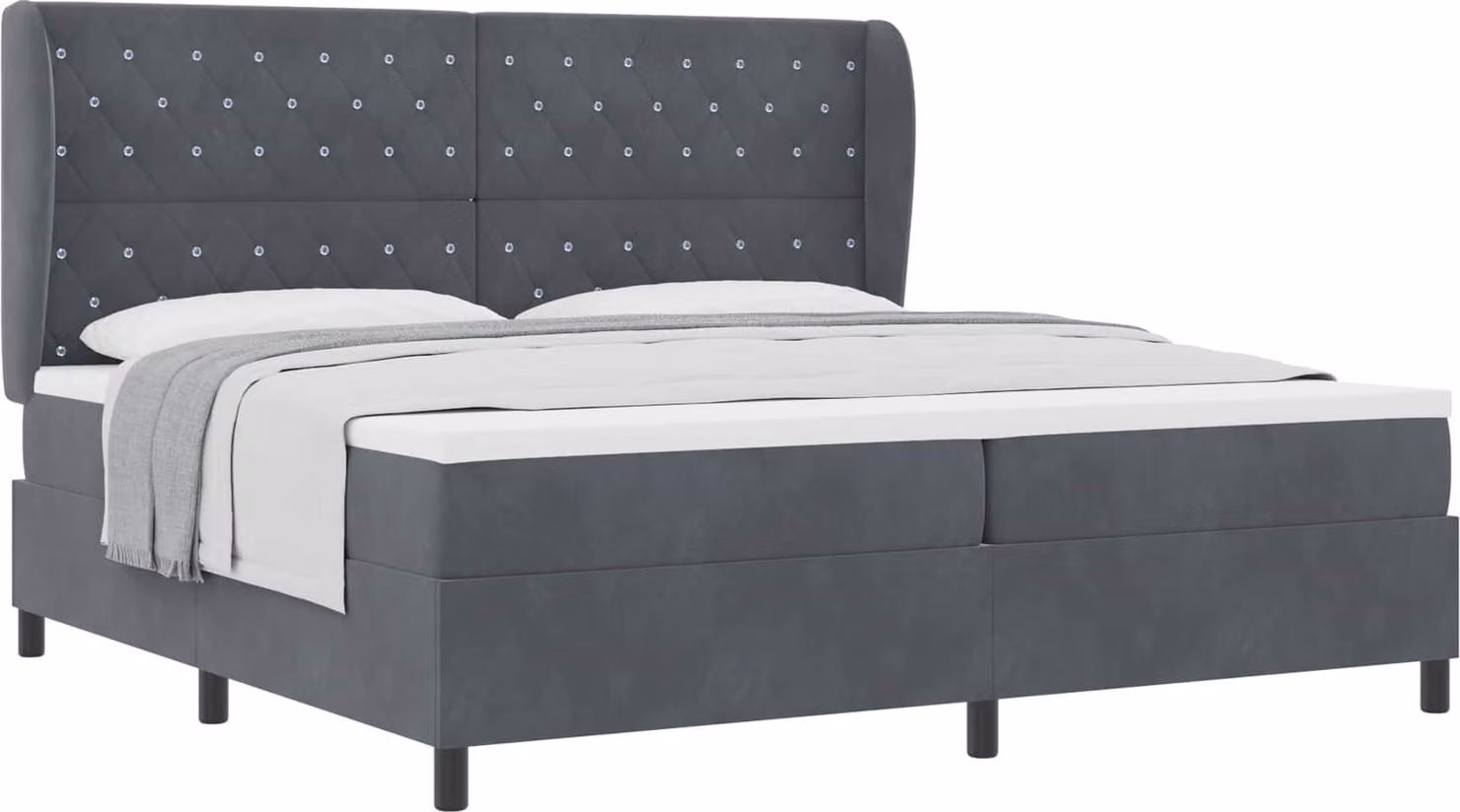 Letto a molle con materasso grigio scuro 200 x 200 cm in velluto