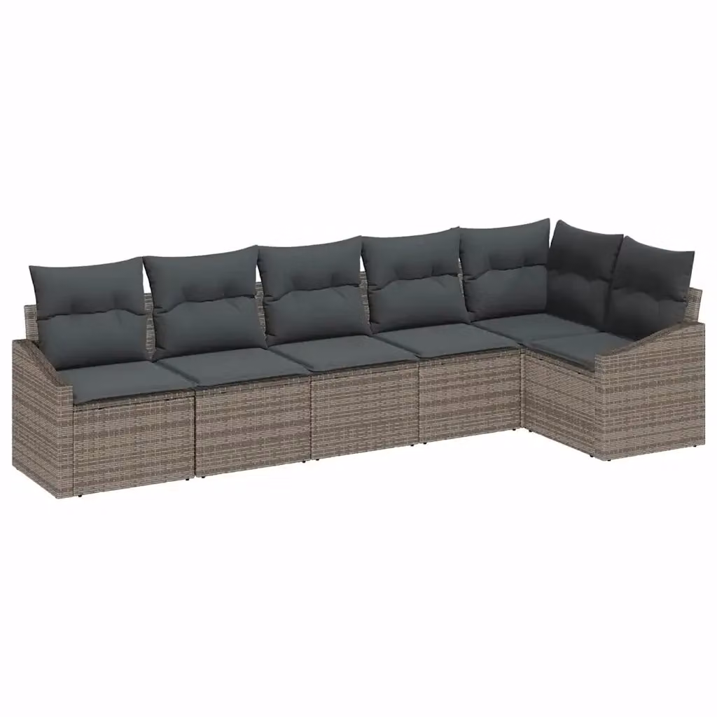 Set di divani da giardino vidaXL in rattan grigio con cuscini e tavolino da esterno – 2