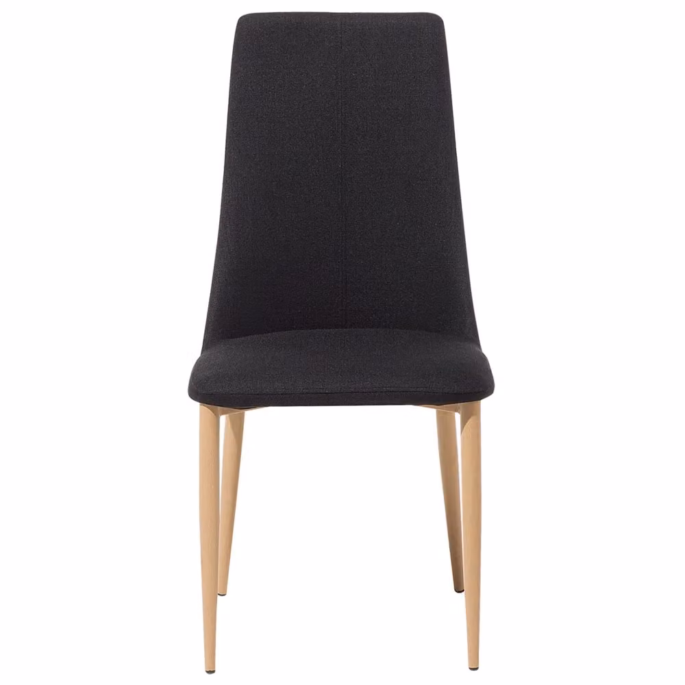Set di 2 sedie da pranzo BELIANI con sedile imbottito in tessuto nero e struttura in legno di pino e metallo, schienale alto, L: 43 cm, P: 47 cm, H: 96 cm – 2