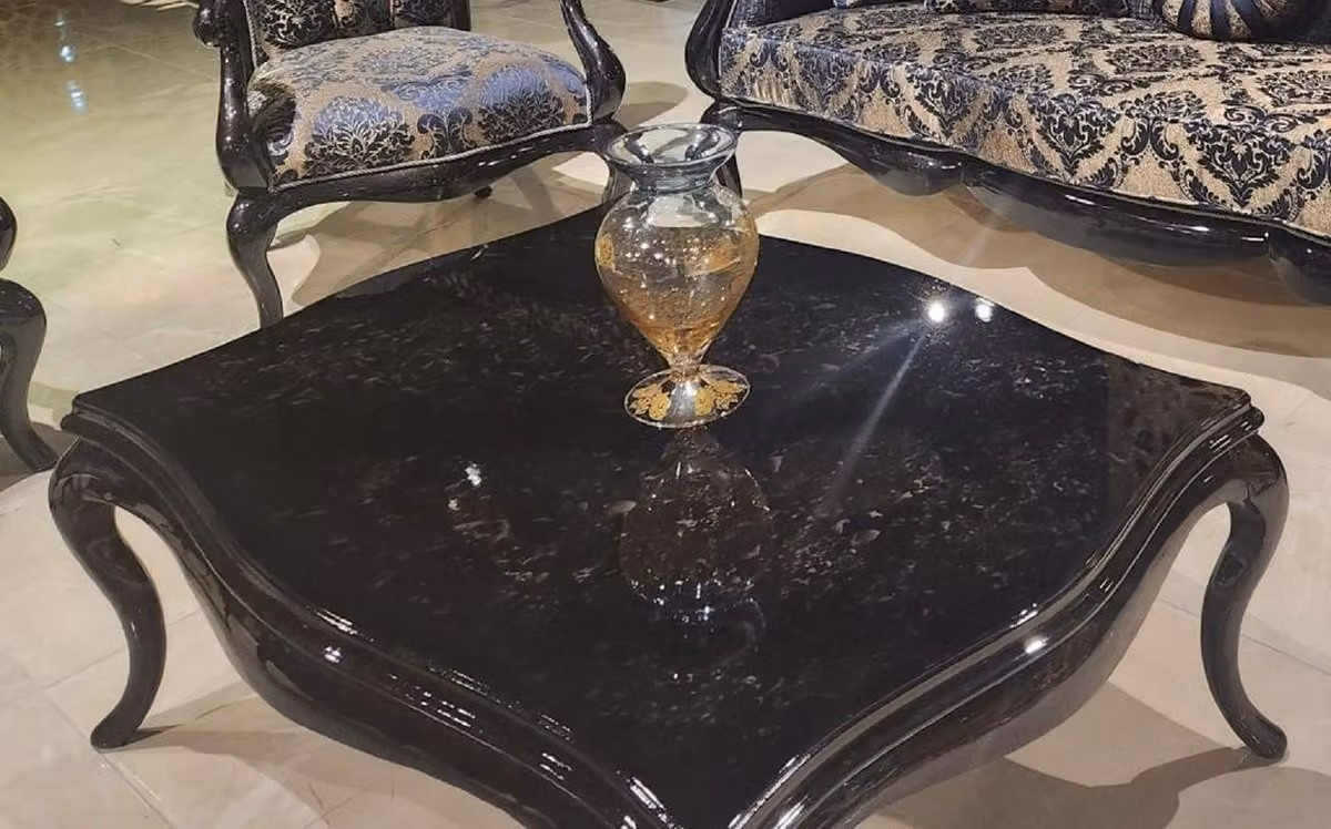 Casa Padrino Tavolino barocco nero - Sontuoso tavolino da salotto in stile barocco - Mobili da salotto in stile barocco - Mobili barocchi - Nobile e sontuoso