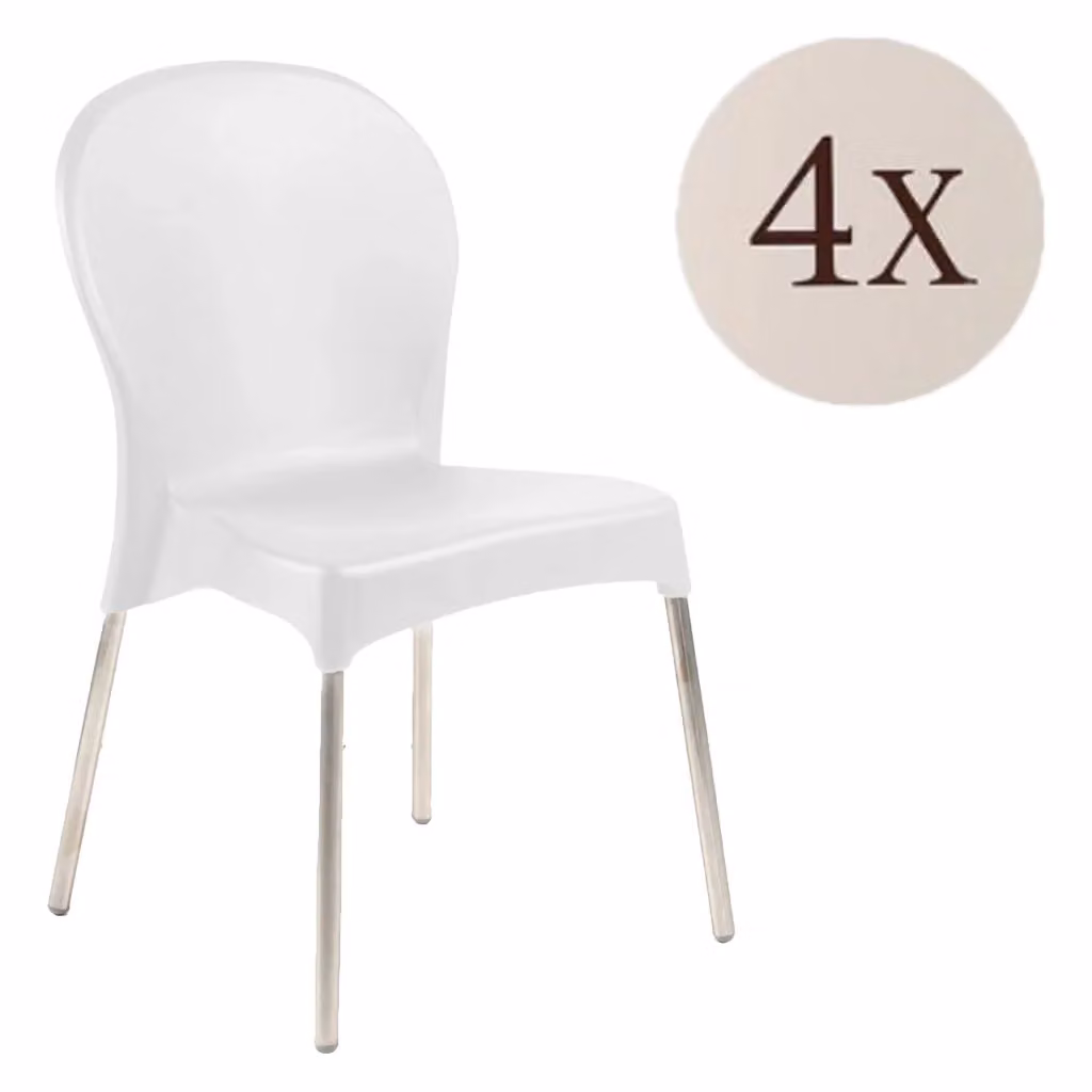 Set di 4 sedie da esterno Eclectic DMORA bianche impilabili per giardino e terrazzo – 2