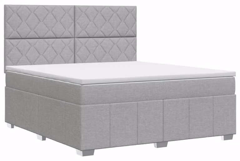 Letto a molle con materasso grigio chiaro 180 x 200 cm in tessuto