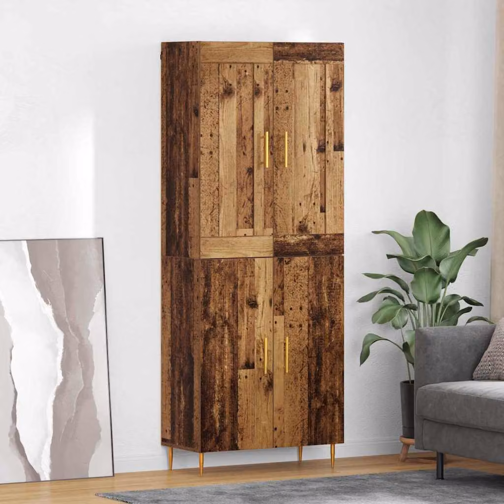 Credenza moderna vidaXL in legno e metallo marrone con ante a battente, L: 69,5 cm, P: 34 cm, H: 180 cm