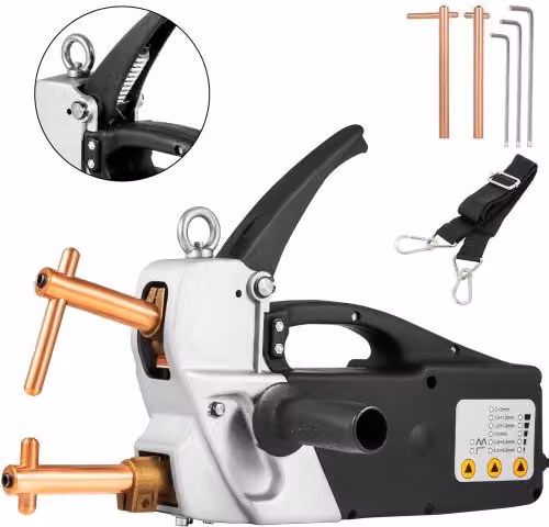 Saldatore a punti elettrico VEVOR 400V con impugnatura a pistola e punte da 2.0 + 2.0 mm, colore argento