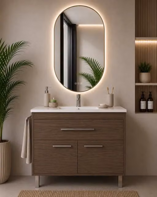 Mobile bagno con lavabo ORIGENBATH BAHIA senza specchio 90x45 cm frassino tea