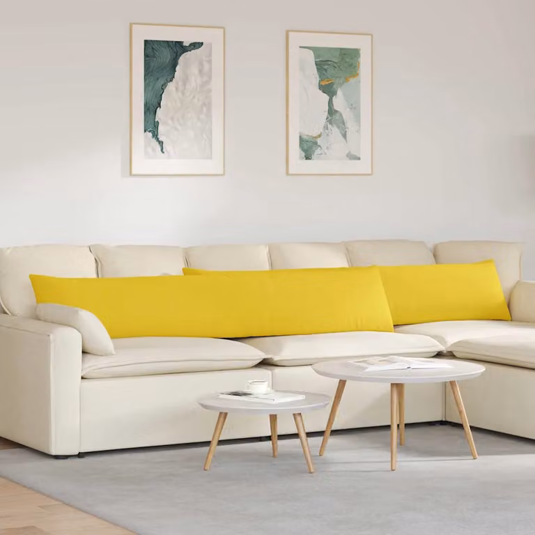 Set di 2 cuscini da divano vidaXL in tessuto giallo chiaro, L 200 cm x P 40 cm x H 40 cm