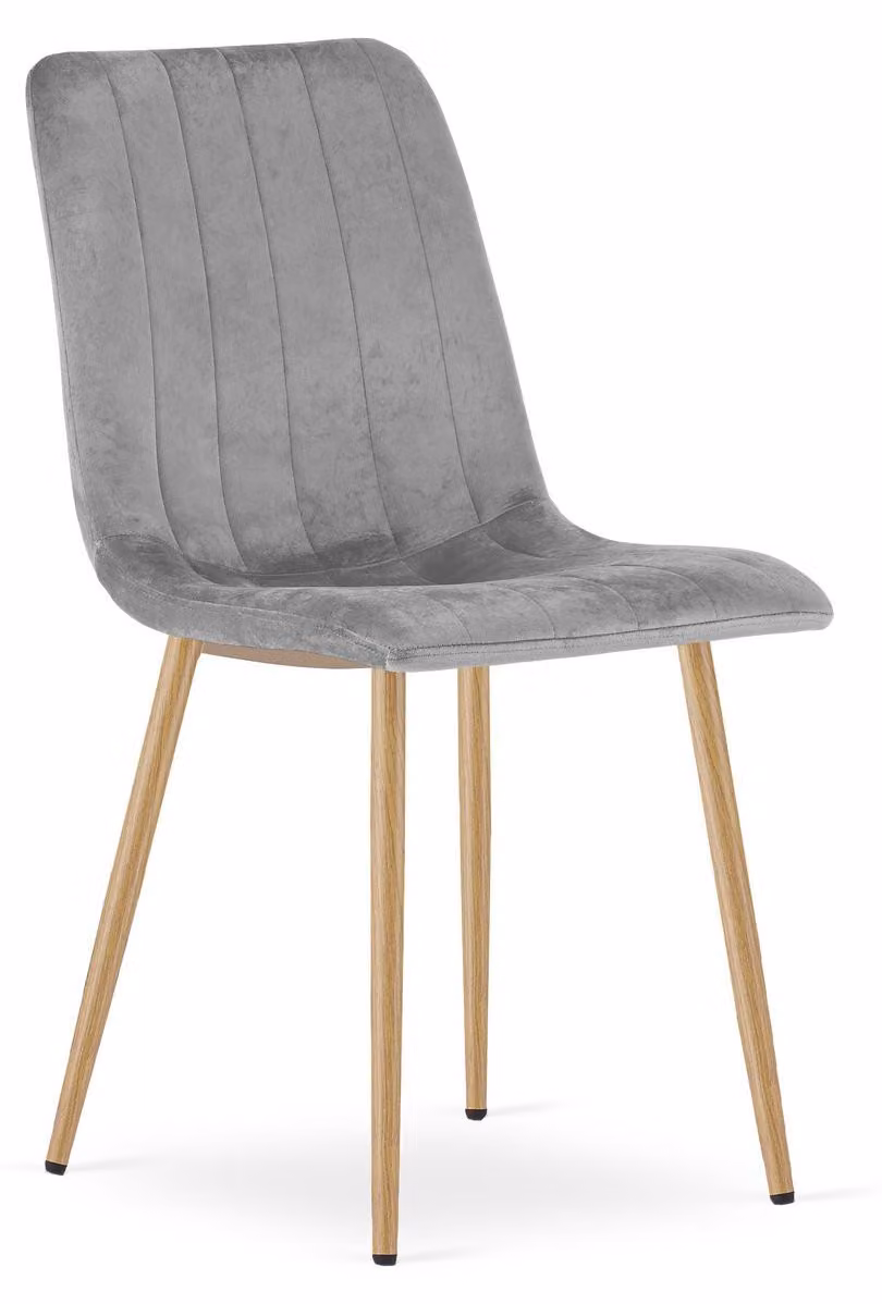 Sedia da pranzo Lava in velluto grigio chiaro e gambe effetto legno