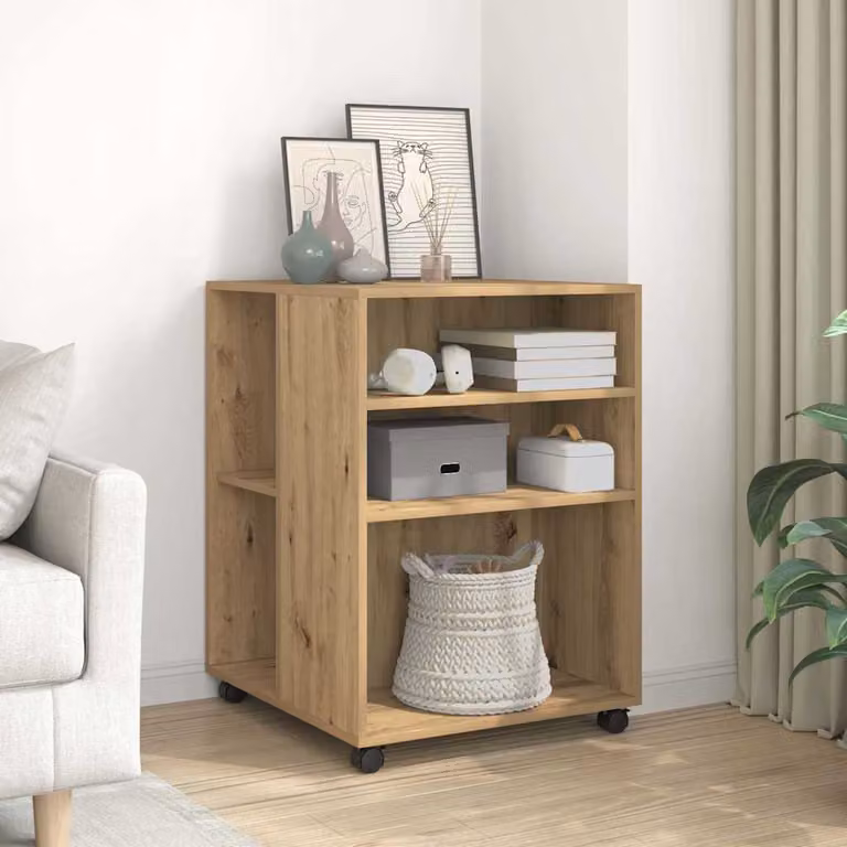 Tavolino con ruote vidaXL in stile scandinavo color marrone, L 55 cm x P 60 cm x H 78 cm