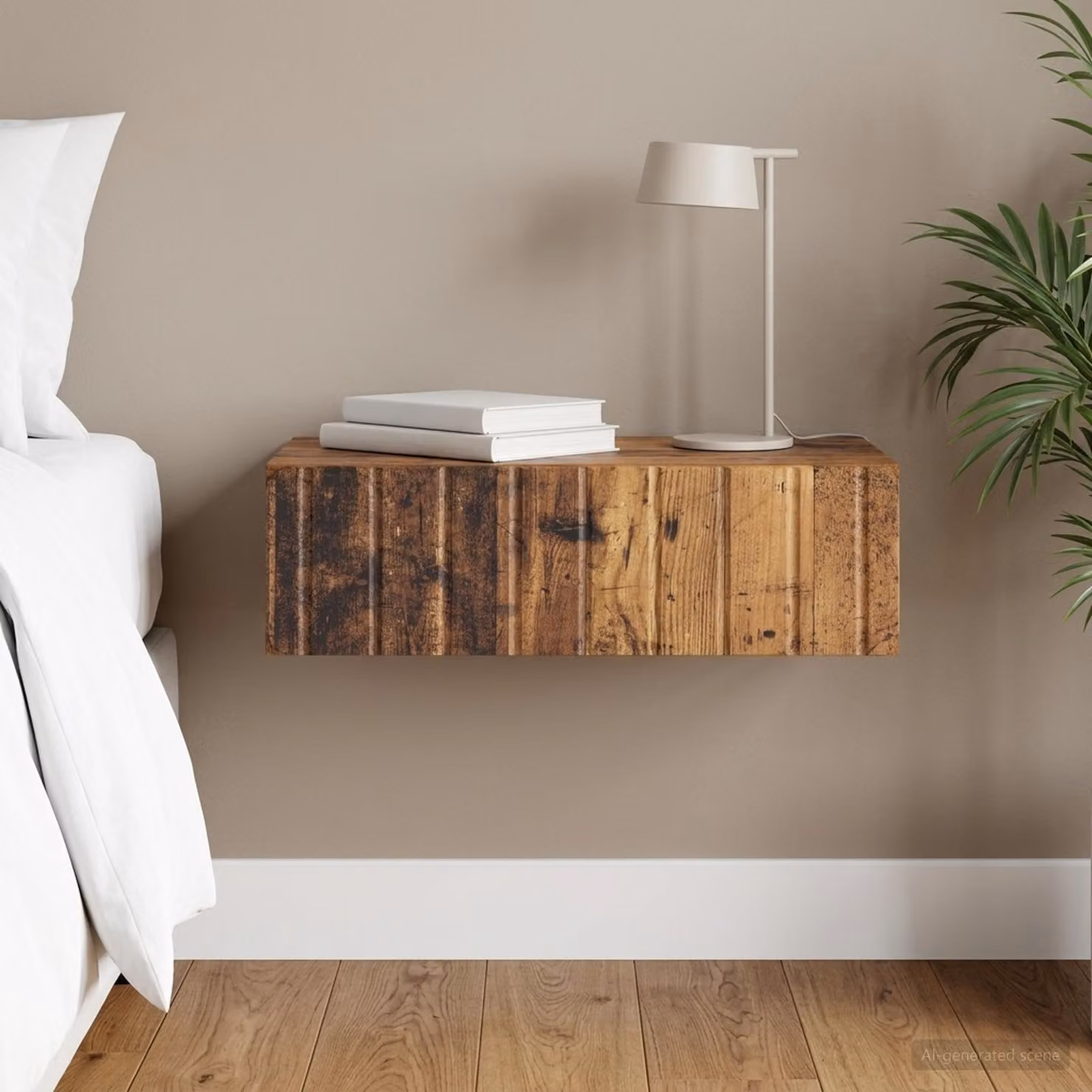 vidaXL Tavolino da Parete Laterale in Legno Antico Marrone L: 59 cm, P: 34,5 cm, H: 17 cm