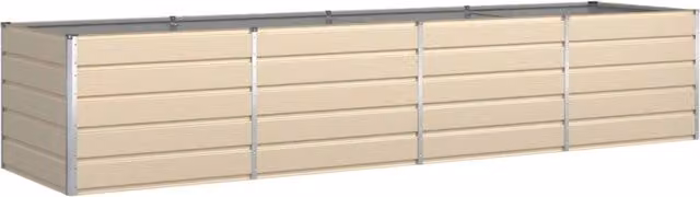 Fioriera rettangolare moderna per terrazzo 195 x 100 x 45 cm funzionalità estetica in acciaio zincato avorio 02_0059170