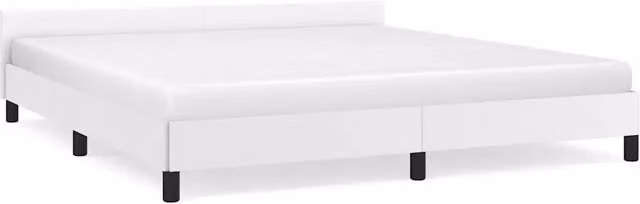 Letto matrimoniale moderno Design In in ecopelle bianca con testiera e struttura a doghe in legno L/P/H: 207 x 180 x 50 cm – 1