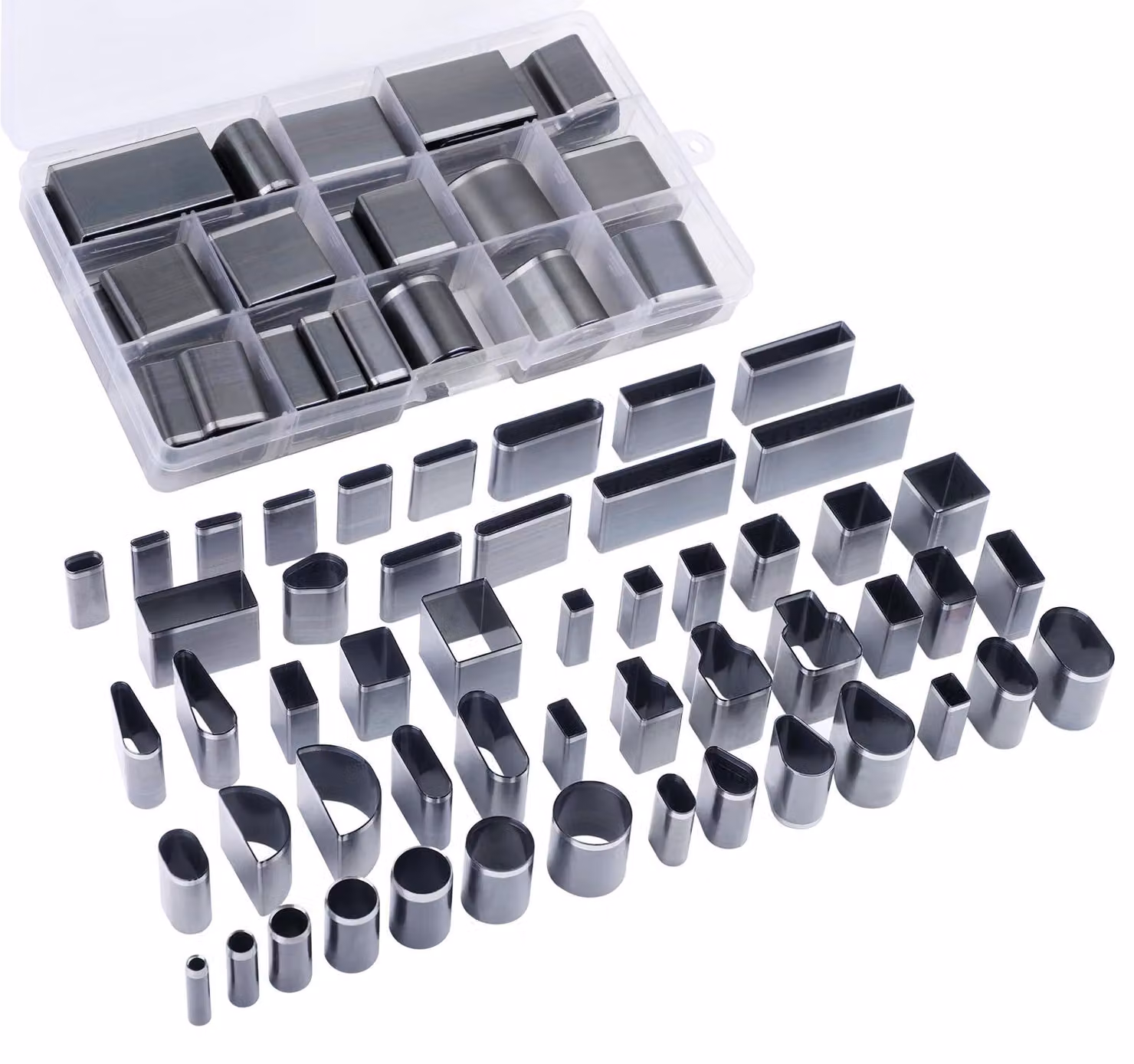 Set di strumenti per forare la pelle, 52 pezzi, con diverse forme, inclusi punzoni