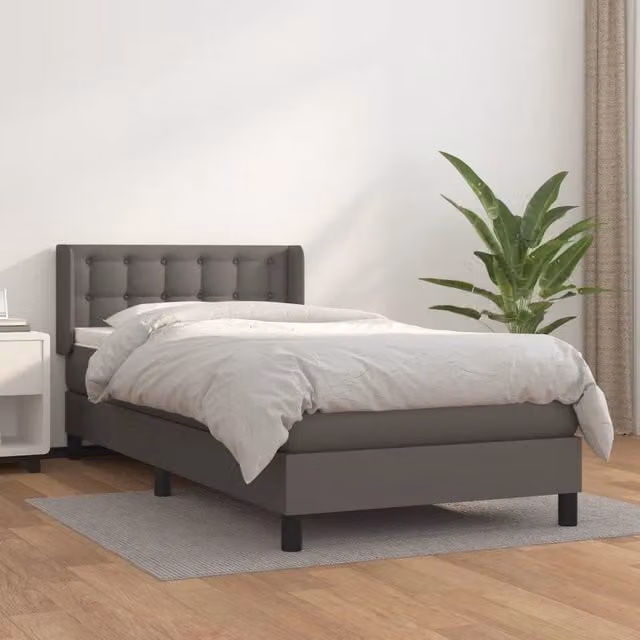 Letto a molle con materasso vidaXL in similpelle grigio e bianco L/P/H: 203 x 103 x 88 cm – 1
