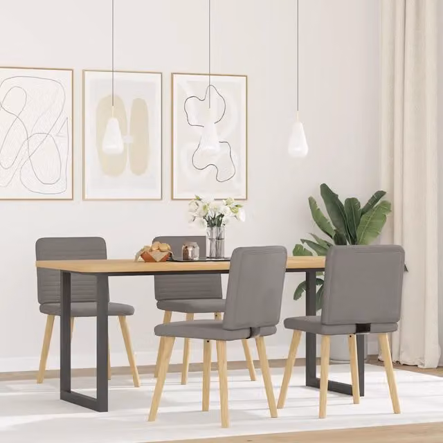 Sedie da Pranzo 4 pz | Sedie da cucina Tortora in Tessuto