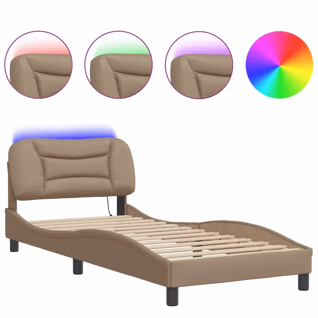 Giroletto con LED e porta USB Hvar vidaXL, colore Cappuccino, L/P/H: 90 x 190 x 95 cm – 2