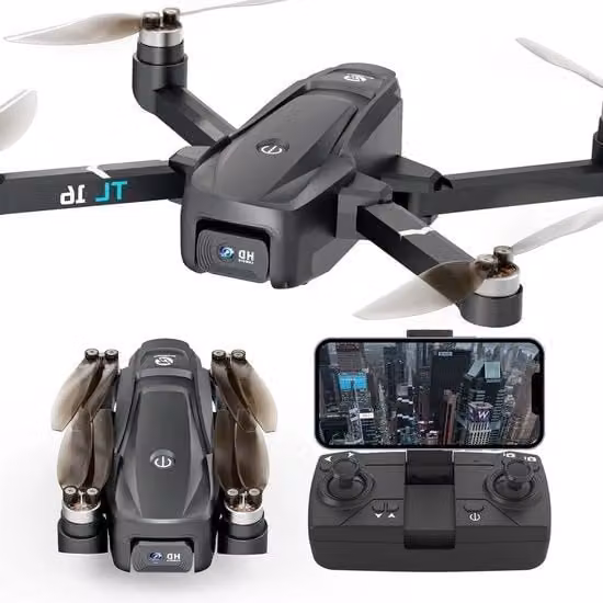 Drone FPV pieghevole per adulti e principianti con doppia telecamera 1080P, controllo tramite app e rotazione 3D, colore nero