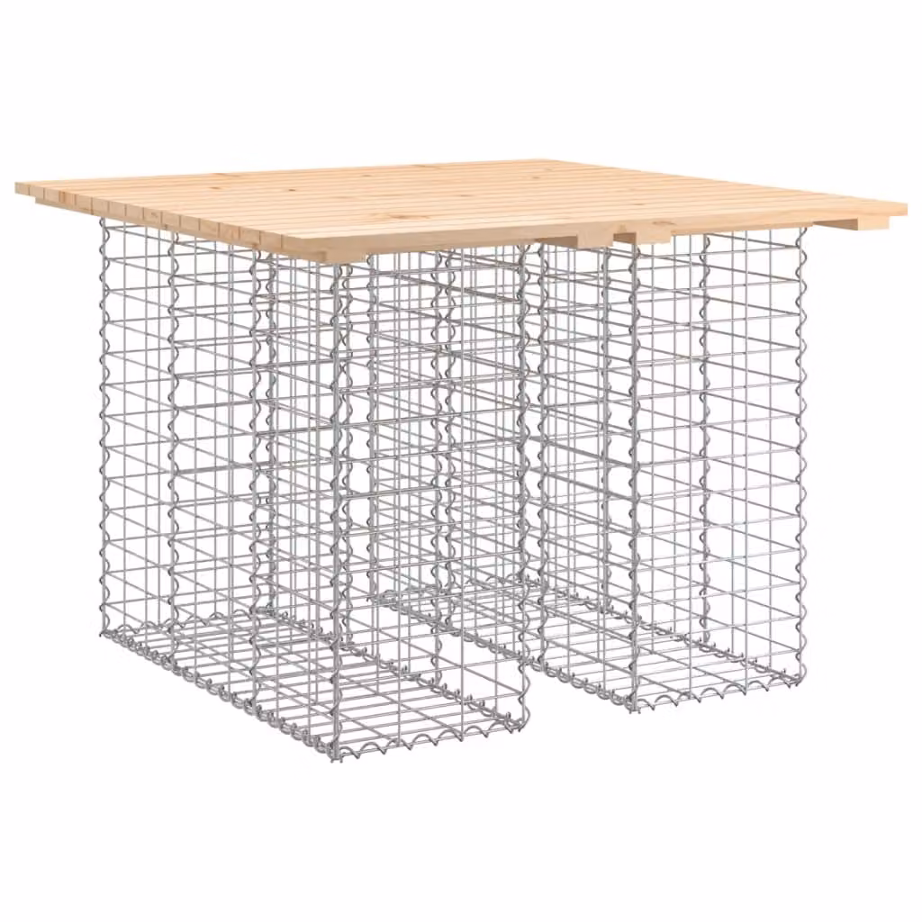 Tavolo da giardino in gabbione design 100x102x72 cm in legno massello di pino