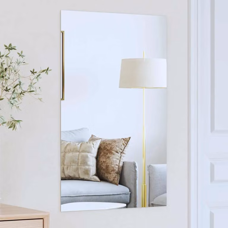 Specchio da parete rettangolare vidaXL in vetro temperato trasparente, L: 50 cm, H: 80 cm