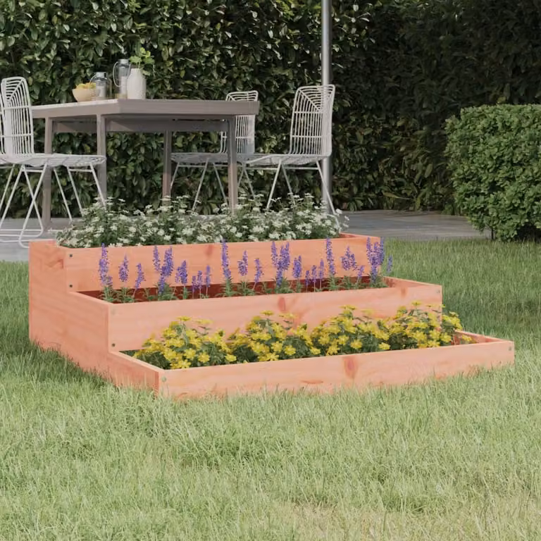 Fioriera vidaXL in legno massello di Douglas marrone L: 78 cm, P: 78 cm, H: 27 cm