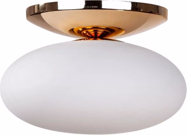 Plafoniera ovale Zuma Line in vetro bianco e oro con attacco E27, diametro 40 cm