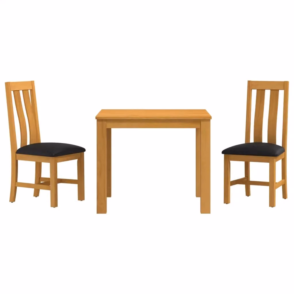 Set da pranzo moderno vidaXL in legno di quercia composto da tavolo rettangolare e 3 sedie, Nero e Marrone