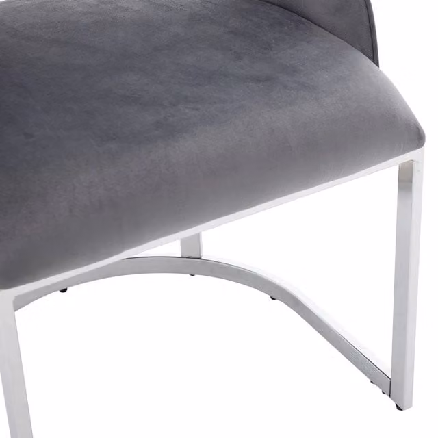 Sedia da sala da pranzo set di 4 con seduta confortevole e gambe metalliche, design moderno, in velluto grigio e argento