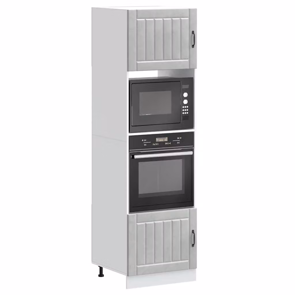 Set di 2 armadi per forno vidaXL Lucca in legno multistrato e MDF, colore grigio cemento opaco