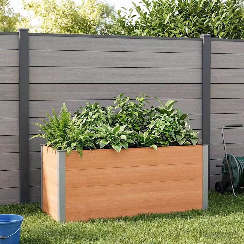 Letto rialzato da giardino vidaXL in WPC e alluminio, Marrone, L 150 x P 50 x H 91 cm