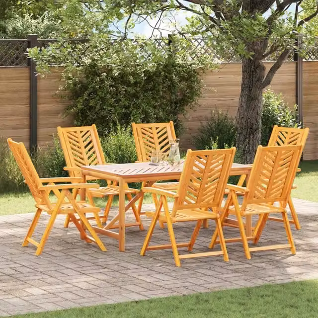 Set di 6 sedie da giardino vidaXL in legno di acacia massello oliato marrone con braccioli