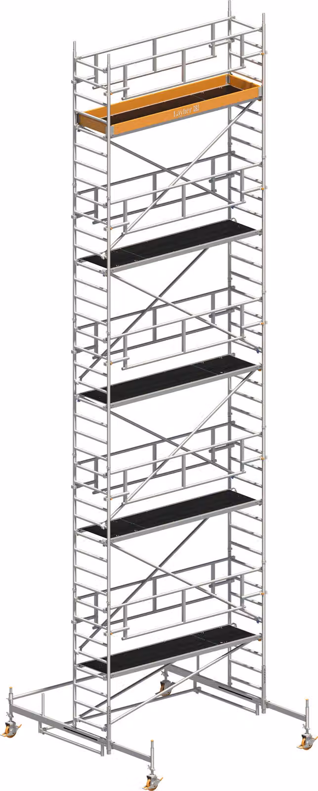 Ponteggio mobile Layher Uni Standard P2 Safety Plus con doppia ringhiera 11,38 m AH