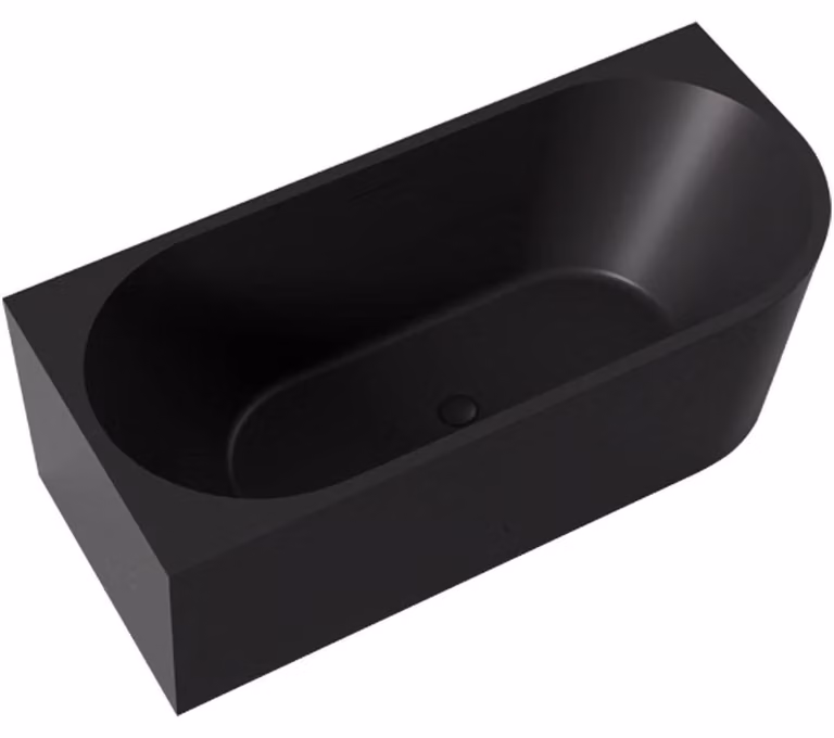 CERANO - Vasca da bagno freestanding in acrilico Bianco, versione sinistra - nero opaco - 150x74 cm