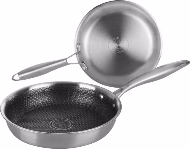 Set di 2 padelle Kasanova Tri-Ply in acciaio inox e alluminio con rivestimento antiaderente, colore argento, diametri: 22 cm e 26 cm