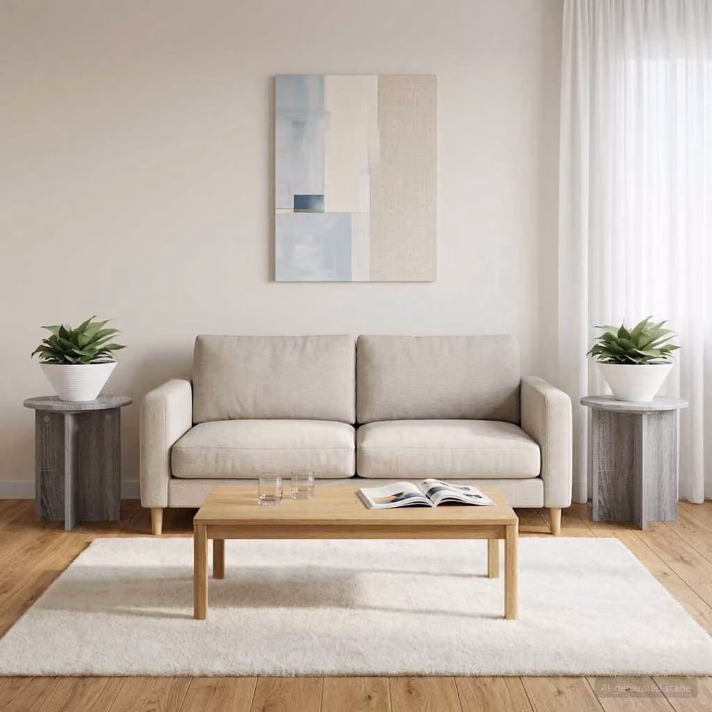 Set di 2 supporti per piante vidaXL in legno MDF, colore Grigio Sonoma, L/P/H: 40 x 40 x 40 cm