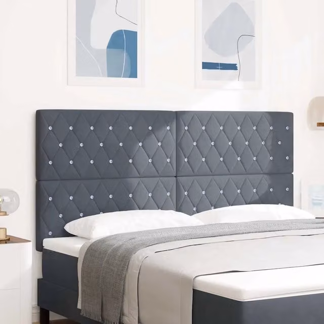 Testiera per letto con illuminazione LED vidaXL in velluto grigio, Larghezza: 180 cm – 1