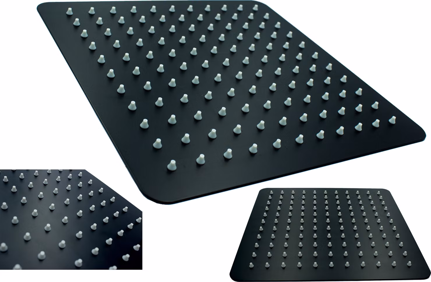 Granitan - Doccia a pioggia - Soffione - Anticalcare - Nero - Soffione da soffitto - SLIM