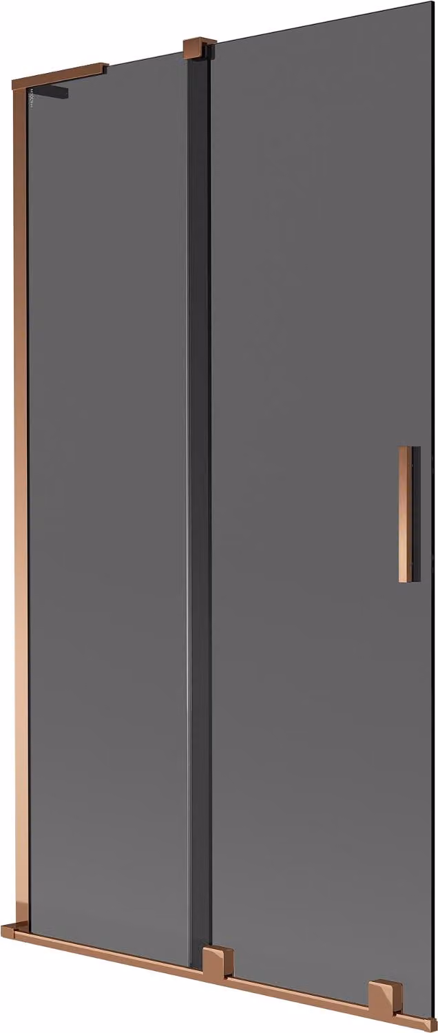 Mexen Velar L paratia per vasca da bagno scorrevole a 2 ante 100 x 150 cm, grafite, oro rosa - 896-100-003-41-60